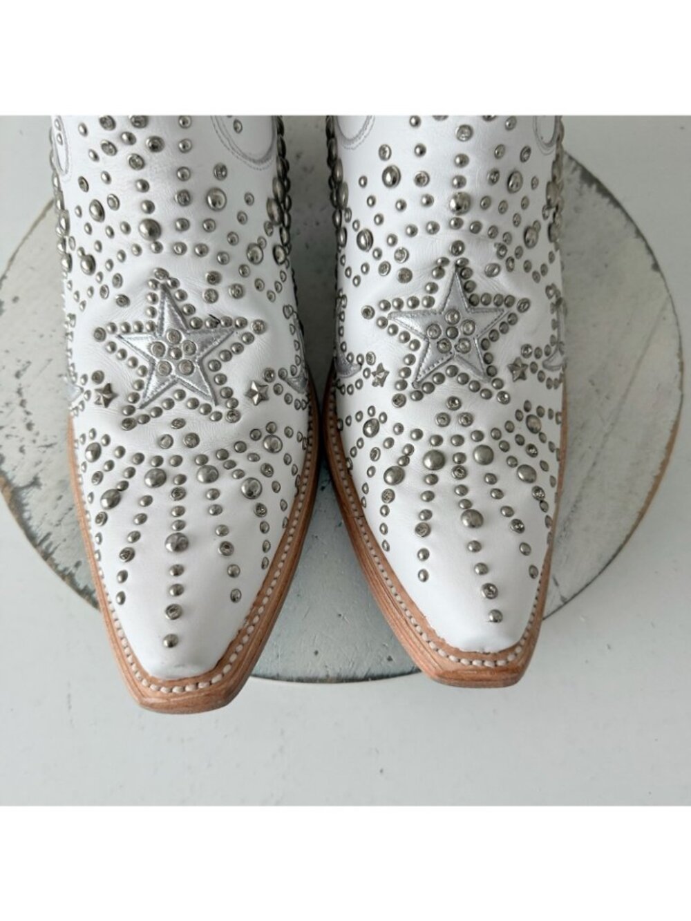 Lane SOLSTICE White Cowboy Boots Embellished Western Cowgirl Tall Snip Toe 11 - Picture 8 of 16